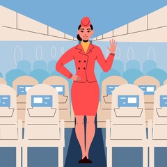 Wall Mural - Stewardess Flat Vector Illustration