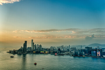 Sticker - Downtown Hongkong cityscape, HDR Image