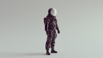 Wall Mural - black astronaut cosmonaut with white helmet visor quarter view spaceman vintage space technology 3d 