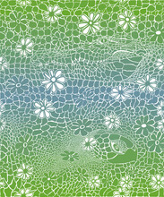 Background With Green And Blue Crocodile Skin And Turtle