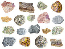 Set Of Various Sandstone Stones Cutout On White