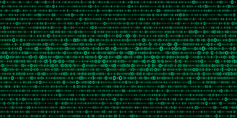 Vector digital green background of streaming binary code. Matrix background with numbers 1.0. Coding or hacking concept. Vector illustration.