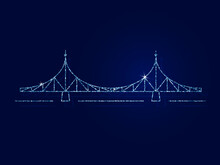 Tver Is The City Of Russia. The Old Bridge Is The Main Symbol Of The City. Vector Illustration. Dark Blue Background.