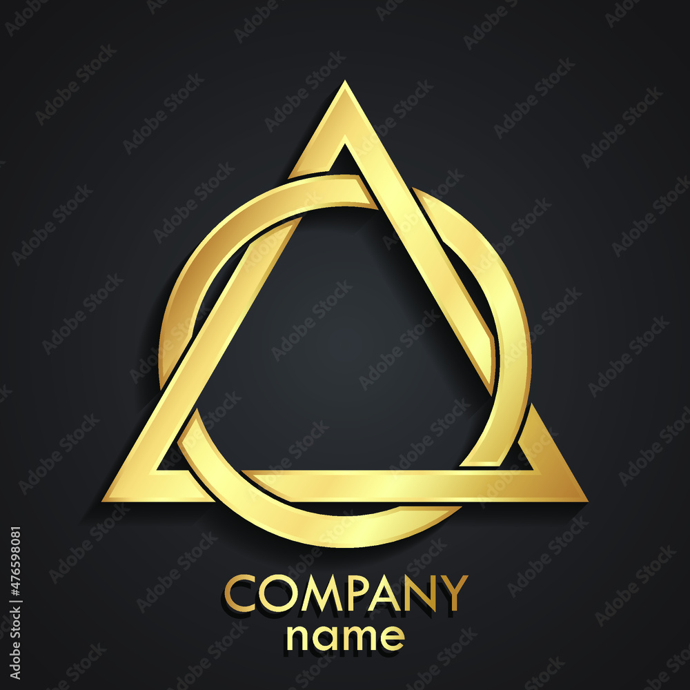 3d geometric golden circle and triangle logo Stock Vector | Adobe Stock
