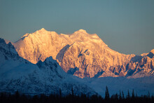 Pink Mount Hunter At Sunrise. Alaska, USA.