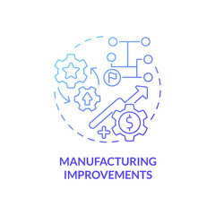Wall Mural - Manufacturing improvements blue gradient concept icon. Enhancing production system abstract idea thin line illustration. Isolated outline drawing. Roboto-Medium, Myriad Pro-Bold fonts used