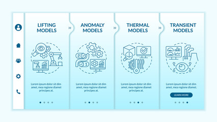 Wall Mural - digital twin models turquoise gradient onboarding template. thermal models. responsive mobile websit