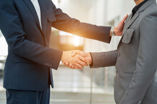 Close-up Hand Of Businessman Handshake For Teamwork Of Business Merger Partnership And Business Deal,successful Negotiate,hand Shake