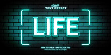 Editable Life Text Effect, Wall Texture With Blue And Black Background