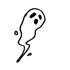 Sticker - an illustration of a ghost for sticker, element design, etc. hand-drawn vector illustration in childlike stroke. the outline cartoon in a simple drawing.