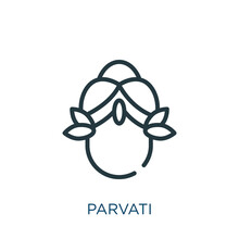 Parvati Thin Line Icon. Vector, Illustration Linear Icons From India Concept Isolated Outline Sign. Vector Illustration Symbol Element For Web Design And Apps..