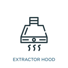 Extractor Hood Thin Line Icon. Fan, Extractor Linear Icons From Kitchen Concept Isolated Outline Sign. Vector Illustration Symbol Element For Web Design And Apps..