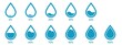 Blue Water droplet Level Gradient Chart Bars Template. 10% to 100% percent number text. Flat Design Interface Illustration infochart infographic elements for ads app ui ux web banner vector