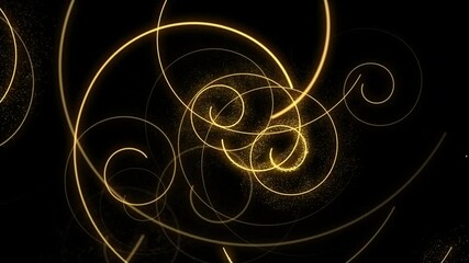 Wall Mural - elegant golden spirals and glittering shiny particles motion background animation. full hd and loopi