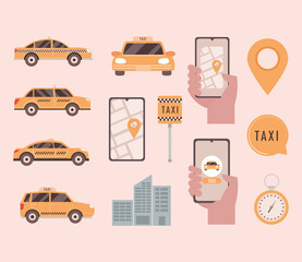 Wall Mural - icons set taxi