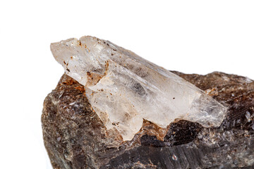 macro mineral stone quartz chloride on a white background