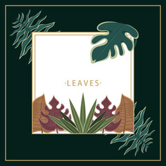 Sticker - leaves nature frame