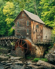 Wall Mural - Glade Creek Grist Mill, at Babcock State Park in the New River Gorge, West Virginia