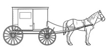 Classic Amish Single Horse Cart Stock Illustration.