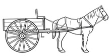 Classic Single Horse Cart Stock Illustration.