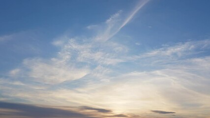 Wall Mural - beautiful peaceful sunset 4k landscape. abstract evening clear blue sky background with pastel white