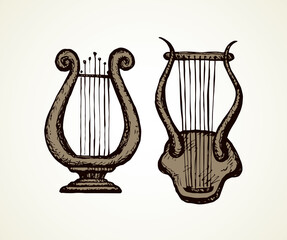 Wall Mural - Harp. Vector drawing icon sign