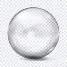 Big Translucent Gray Sphere With Glares And Shadows On Transparent Background. Transparency Only In Vector Format