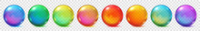 Set Of Translucent Colored Spheres With Glares And Shadows On Transparent Background. Transparency Only In Vector Format