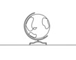 Continuous line drawing of globe, object one line, single line art, vector illustration