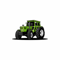 Sticker - Green agricultural tractor illustration vector