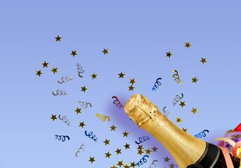 Wall Mural - Champagne sparkling wine associated with celebration and regarded as symbol of luxury.