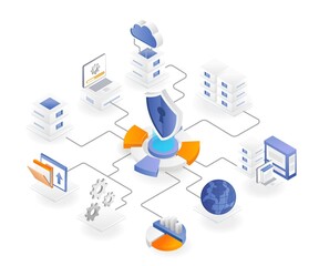 Aufkleber - Cloud server and computer data security shield