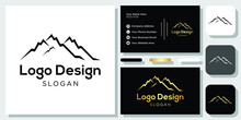 Logo Design Mountain Abstract Symbol With Business Card Template 