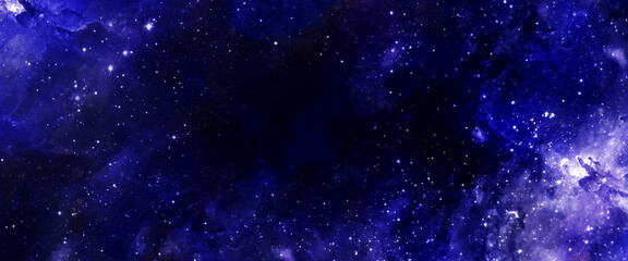Wall Mural - colorful pastel watercolor space starry sky background. illustration painting with stars and nebula,