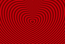 Abstract Optical Illusion Background With A Red Heart.  Vector.