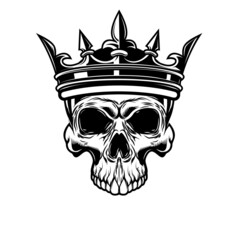 Wall Mural - Skull with king crown. Design element for logo, label, sign, emblem. Vector illustration