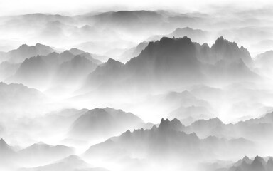 Wall Mural - clouds over mountains