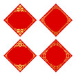Collection of Chinese New Year diamond shape banner with red banner and abstract gold chinese frame style vector design