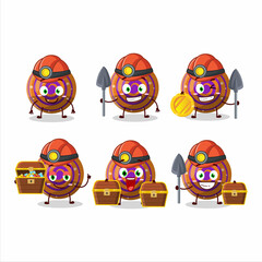 Wall Mural - miners orange spiral gummy candy cute mascot character wearing helmet