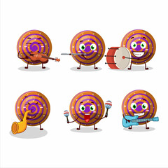 Poster - Cartoon character of orange spiral gummy candy playing some musical instruments