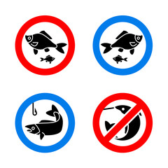 Wall Mural - No fishing forbidden sign, modern round stickers