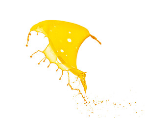 Wall Mural - Magic shape. Splashes of yellow paint isolated on white background with copy space for ad, text, design