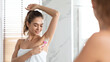 © Prostock-studio - Lady Shaving Underarms Armpits With Razor In Bathroom, Panorama