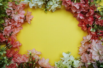 Sticker - Flower border frame with space copy on yellow background