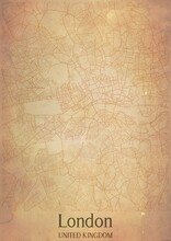Vintage Map Of London United Kingdom.