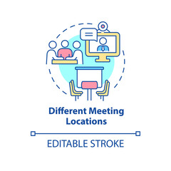 Wall Mural - different meeting locations concept icon. boost team productivity abstract idea thin line illustrati