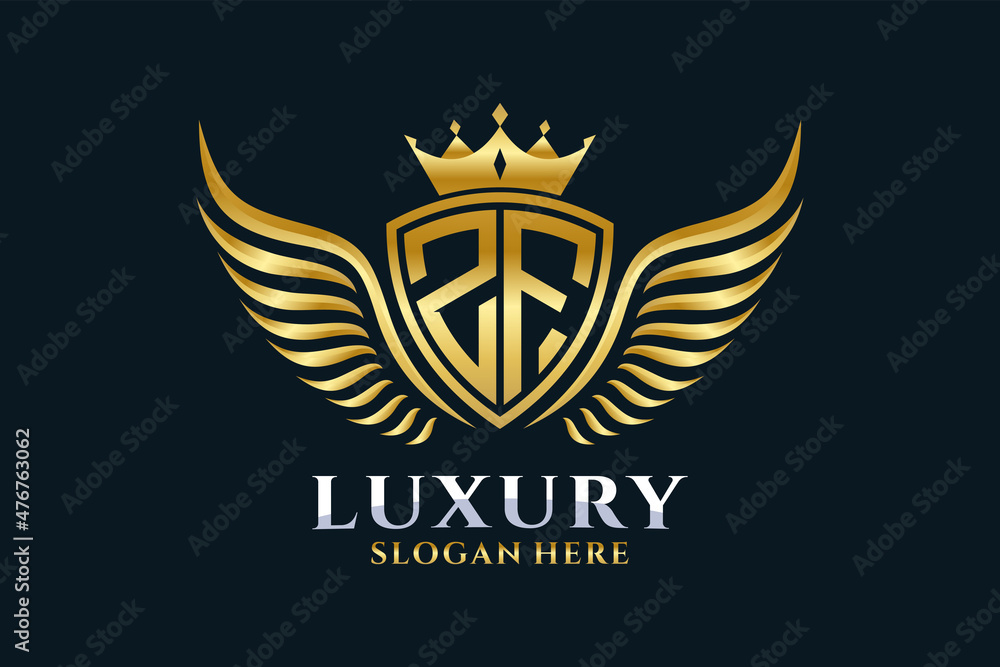 Luxury royal wing Letter ZF crest Gold color Logo vector, Victory logo ...