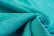 Turquoise Fabric, Twill. Thin Fabric With Diagonal Weaving Of Threads. From Latin And French, The Name Of The Material Is Transla Texture, Background