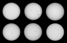 Selected Views Of The Visible Surface Of The Sun, Showing Sunspots.