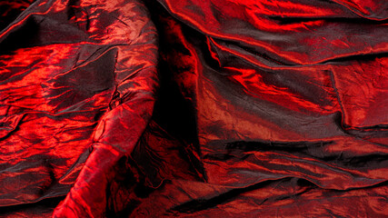 pleated silk, Beautiful, elegant and shiny - these are the words that perfectly described this black and red, silk. With his soft hand and silky surface